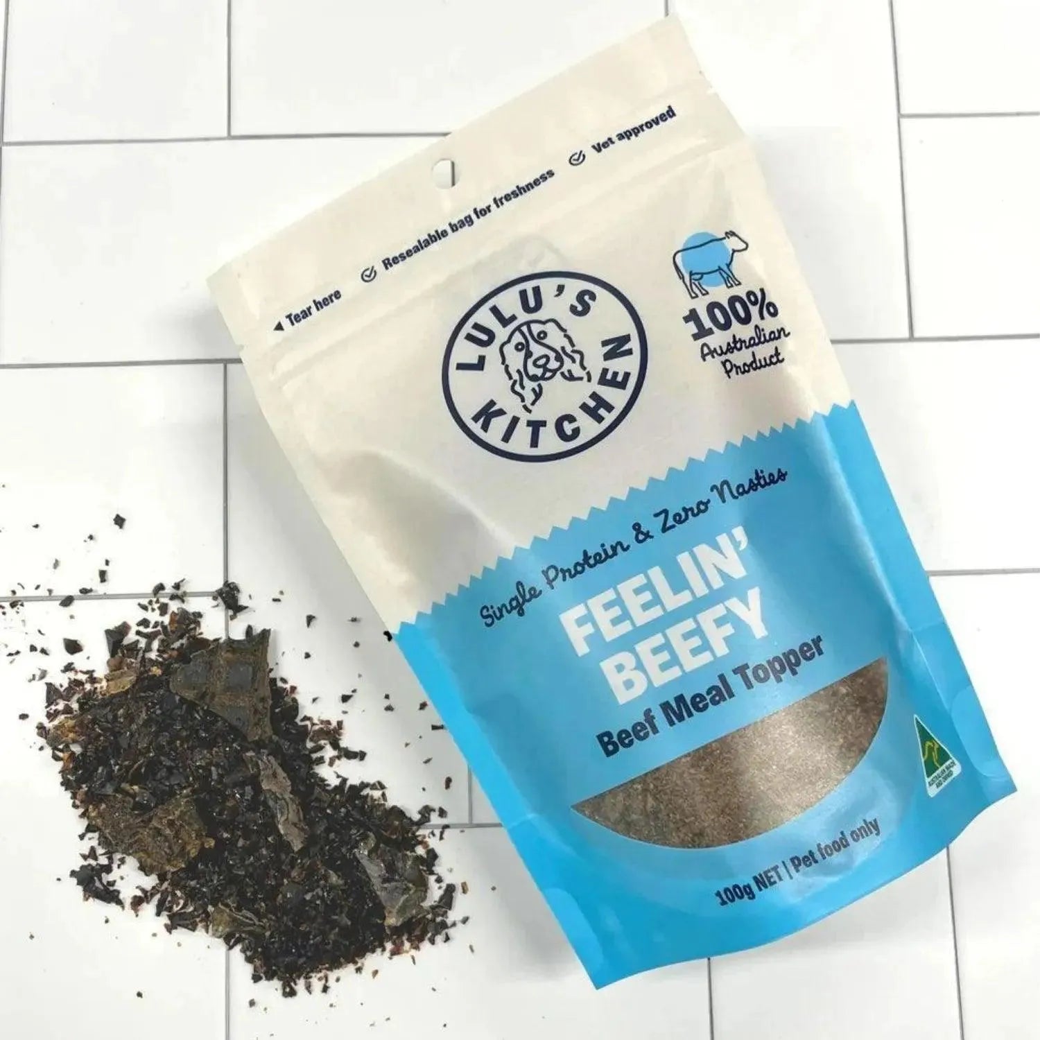 Beef Sprinkles - Lulu's Kitchen - Lulu's kitchen, Maaltijd topping voor je hond, sale, topping, Verrijking voor honden, Voedselverrijking voor honden, voerverrijking, Voerverrijking voor honden, Vulling voor honden verrijking speelgoed - By Marley