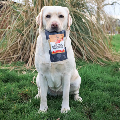 Bottenboullion Kalkoen - Ydolo - bone broth voor je hond, DIY topping voor de maaltijd van je hond, Maaltijd topping voor je hond, topping, Voedselverrijking voor honden, Waarom is bottenbouillon gezond voor je hond, Ydolo - By Marley