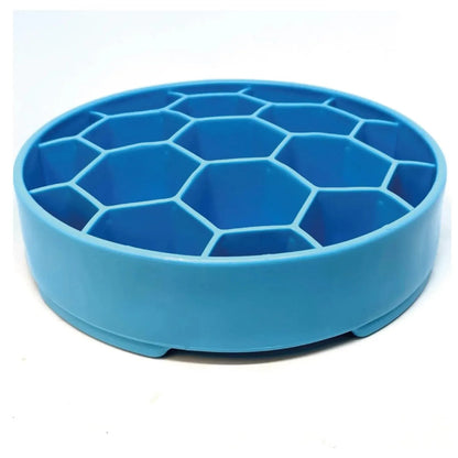 Ebowl Honeycomb Blue - Sodapup - Hoe laat ik mijn hond stoppen met schrokken?, je hond rustiger laten eten, slowfeeder, slowfeeder voor honden, Sodapup, Voedselverrijking voor je hond - By Marley