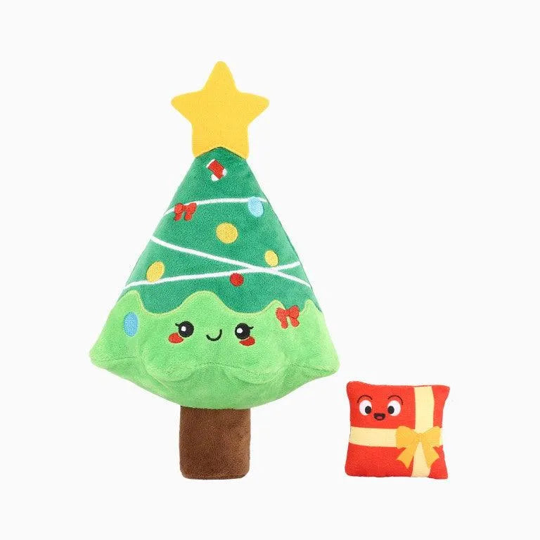 Happy Woofmas Christmas Tree - Hugsmart - Hondenspeelgoed geschikt voor slopers, hugsmart, knuffel, knuffel voor je hond om mee te spelen, schattig hondenspeelgoed, speelgoed met verborgen cadeau - By Marley