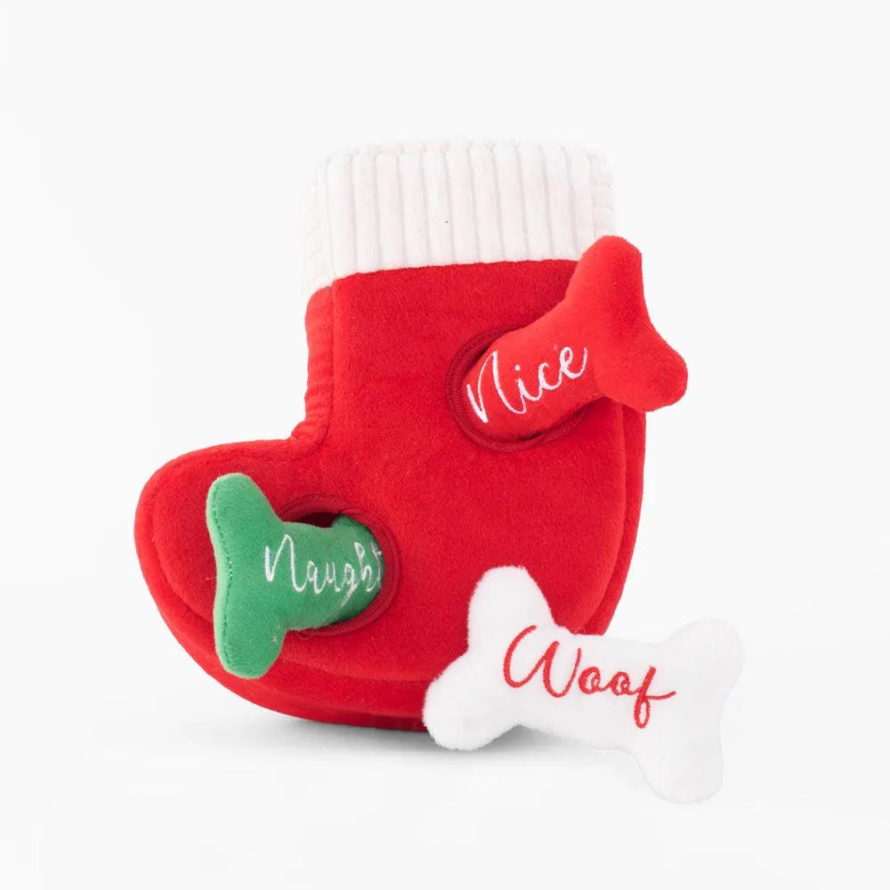 Naughty or Nice Stocking - Zippy Paws - Enrichment speelgoed, hondenspeelgoed met pieper, Interactief honden speelgoed, Kerst cadeautjes voor de hond, Kerstkado voor je hond, laatste stuks, Snuffel speelgoed voor je hond, verrijking speelgoed voor je hond, zippy paws - By Marley